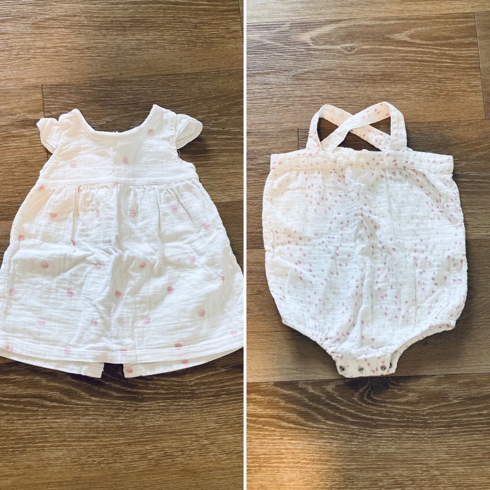 Aden + Anais muslin baby girl dress romper lot